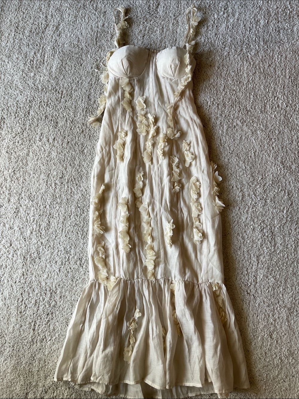 Petal & Pup Posedly Floral Applique Midi Dress in Cream - Picture 5 of 8
